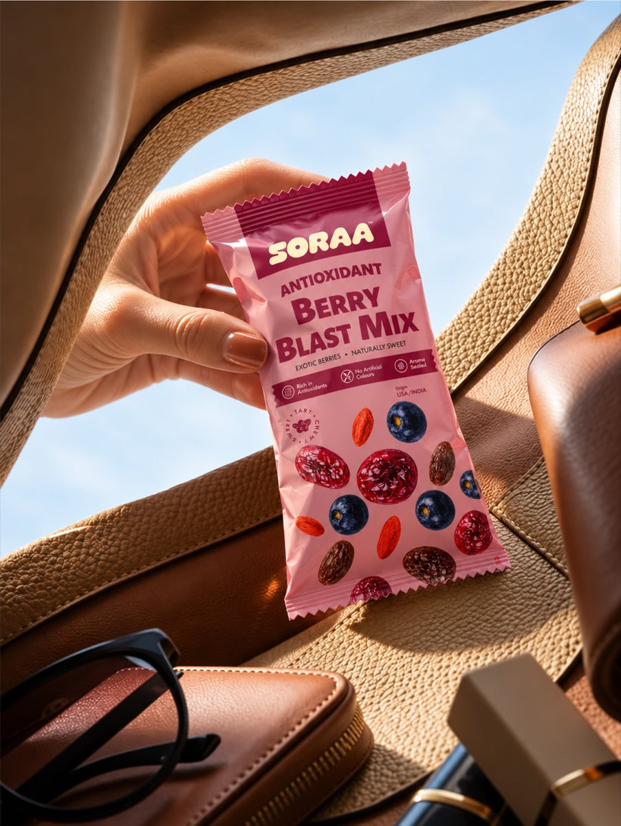 Berry Blast Mix tucked into an everyday bag